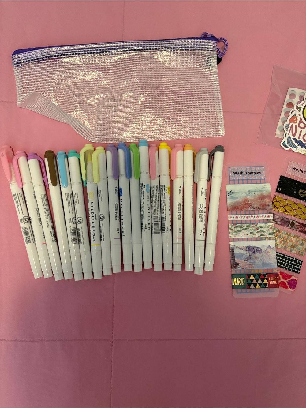 17 mildliners zebra markers highlighters journaling junk supplies bundle washi